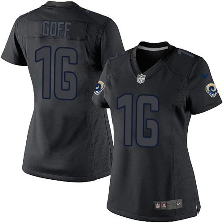 Womens Los Angeles Rams #16 Jared Goff Black Impact Limited Jersey