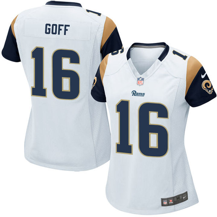 Women's Los Angeles Rams #16 Jared Goff White Game Jersey