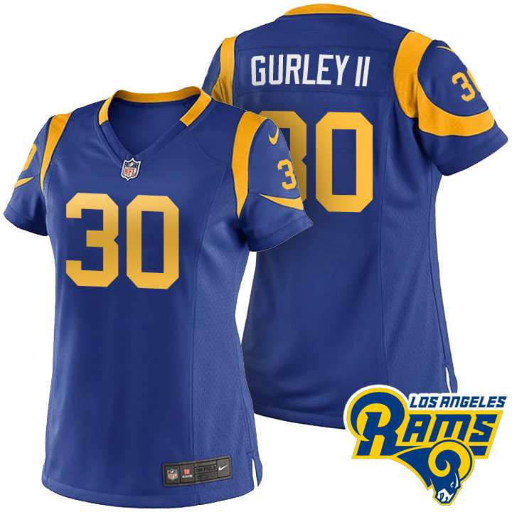 Women's Los Angeles Rams #30 Todd Gurley II Blue Throwback Jersey