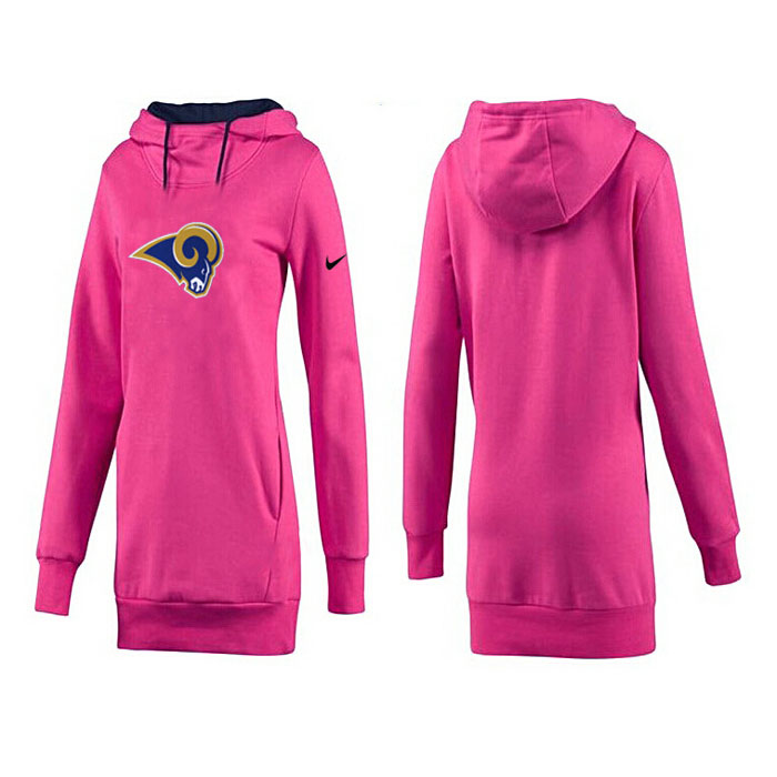 Women's Los Angeles Rams Pink Mother's Day Pull Long Pullover Hoodie