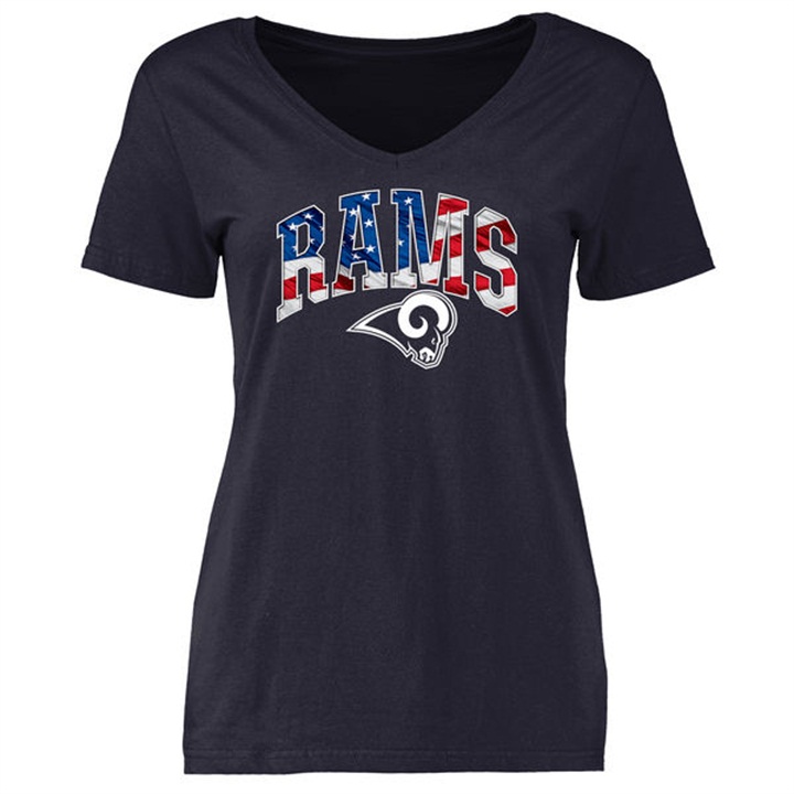 Womens Los Angeles Rams Pro Line Navy Banner Wave T-shirt