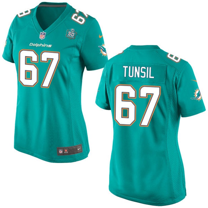 Womens Miami Dolphins #67 Laremy Tunsil Aqua Patch Game Jersey