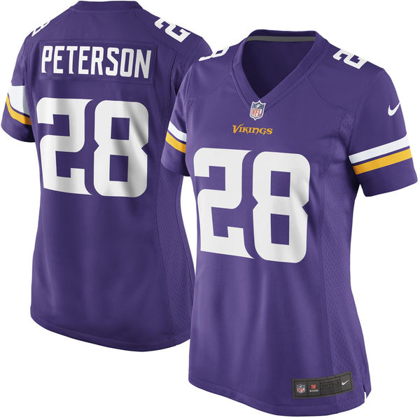 Women's Minnesota Vikings #28 Adrian Peteson Purple Game Jersey