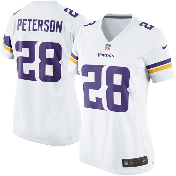 Women's Minnesota Vikings #28 Adrian Peterson White Game Jersey