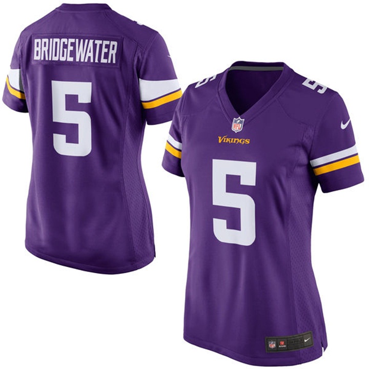 Womens Minnesota Vikings #5 Teddy Bridgewater Purple Game Jersey