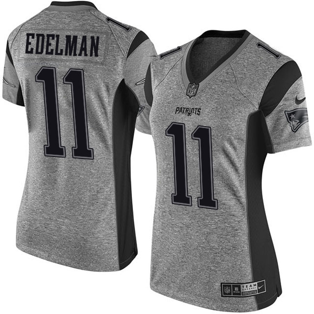 Women's New England Patriots #11 Julian Edelman Gridiron Gray Limited Jersey