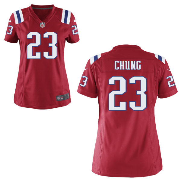 Women's New England Patriots #23 Patrick Chung Red Throwback Game Jersey