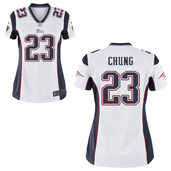 Women's New England Patriots #23 Patrick Chung White Away Game Jersey