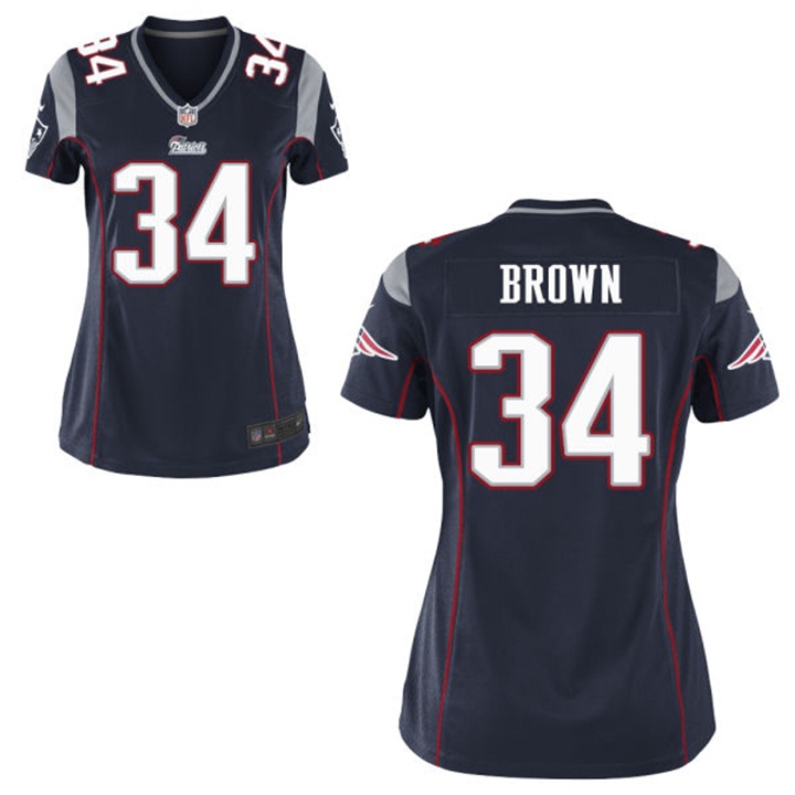 Womens New England Patriots #34 Donald Brown Navy Game Jersey