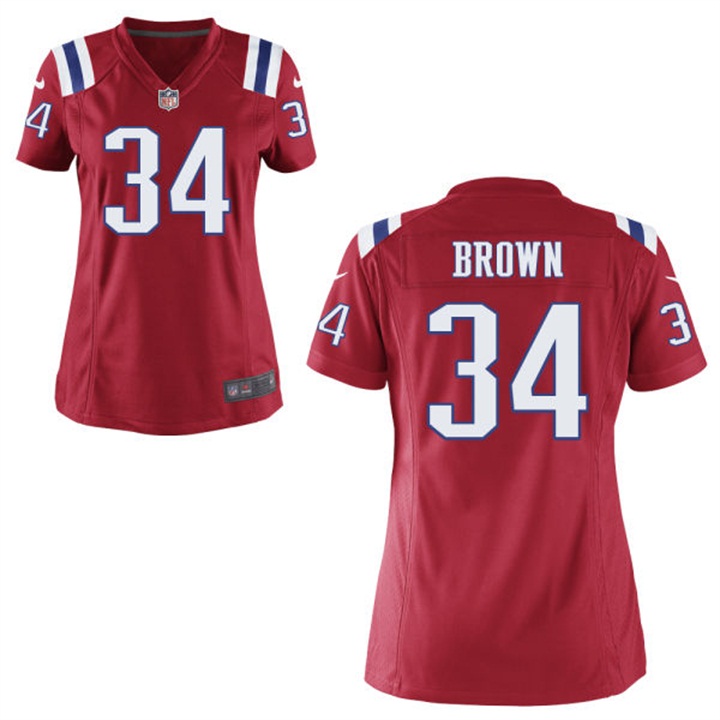 Womens New England Patriots #34 Donald Brown Red Throwback Game Jersey