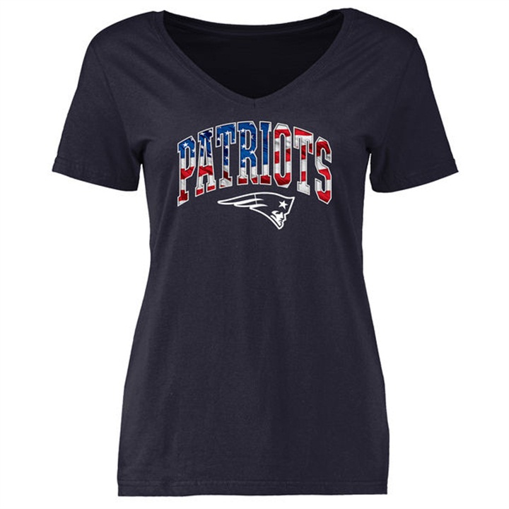 womens New England Patriots Pro Line Navy Banner Wave T-shirt