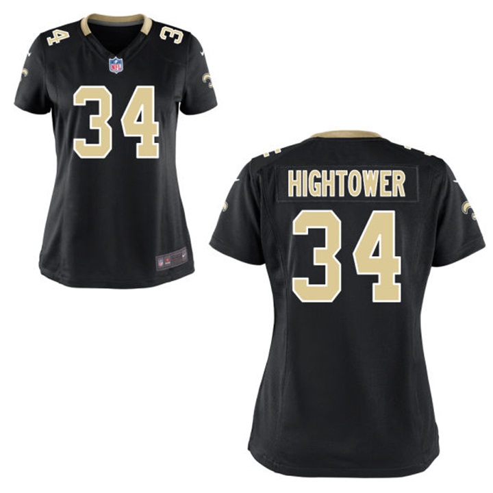 Womens New Orleans Saints #34 Tim Hightower Black Game Jersey