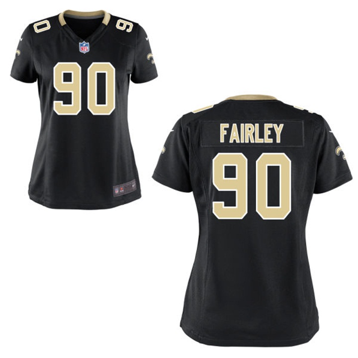 Womens New Orleans Saints #90 Nick Fairley Black Game Jersey