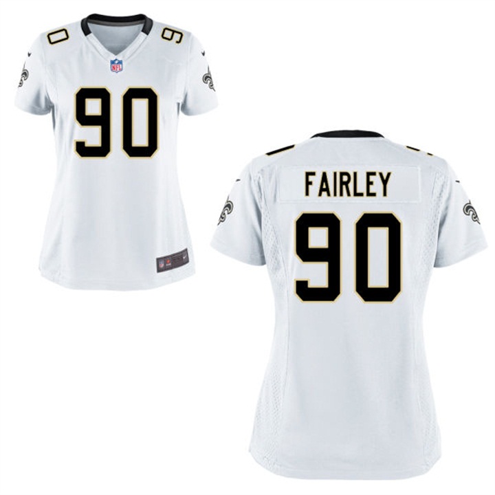 Womens New Orleans Saints #90 Nick Fairley White Game Jersey