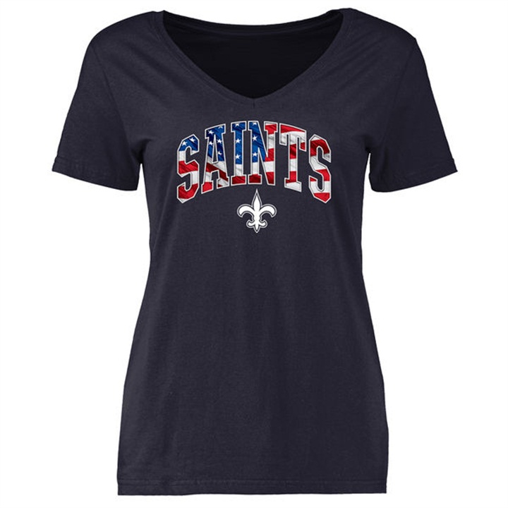 Womens New Orleans Saints Pro Line Navy Banner Wave T-shirt