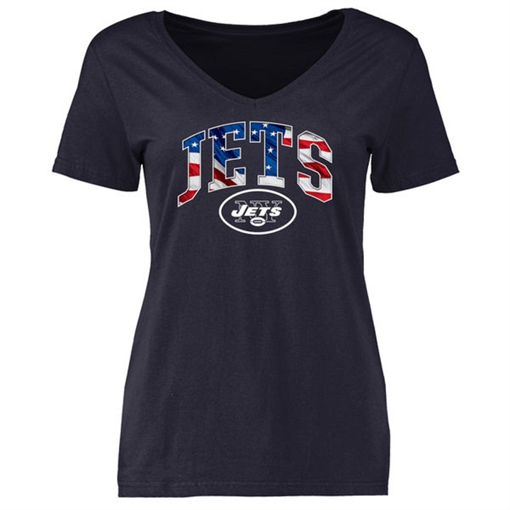 Womens New York Jets Pro Line Navy Banner Wave T-shirt