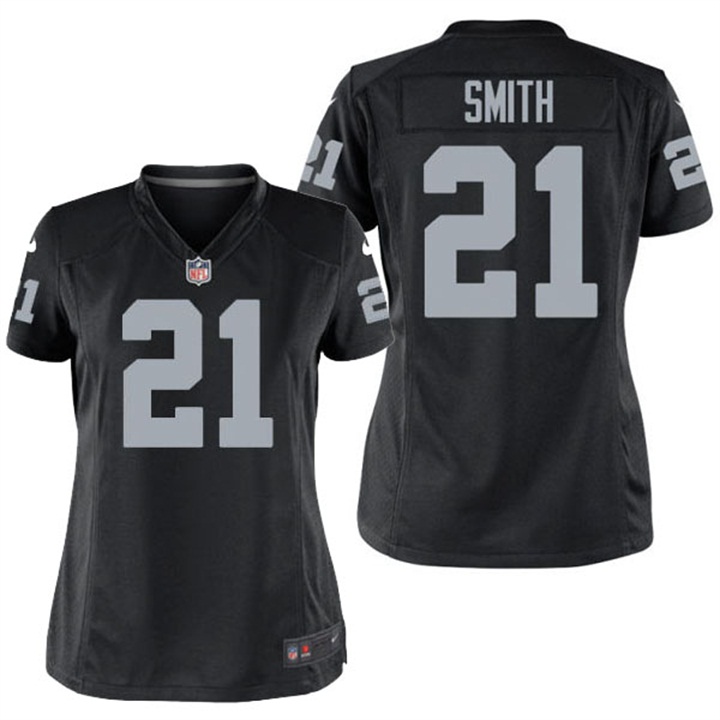 Womens Oakland Raiders #21 Sean Smith Black Game Jersey