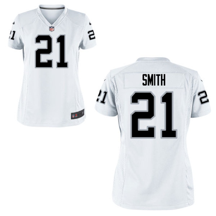 Womens Oakland Raiders #21 Sean Smith White Game Jersey