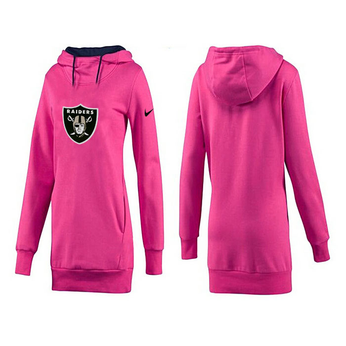 Women's Oakland Raiders Pink Mother's Day Pull Long Pullover Hoodie