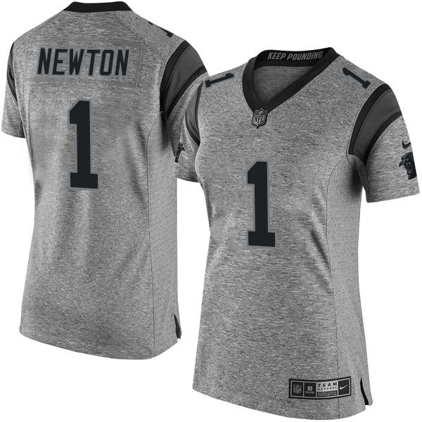 Women's Carolina Panthers #1 Cam Newton Gridiron Gray Limited Jersey