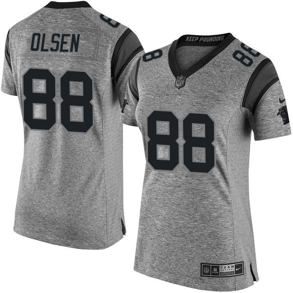 Women's Carolina Panthers #88 Greg Olsen Gridiron Gray Limited Jersey