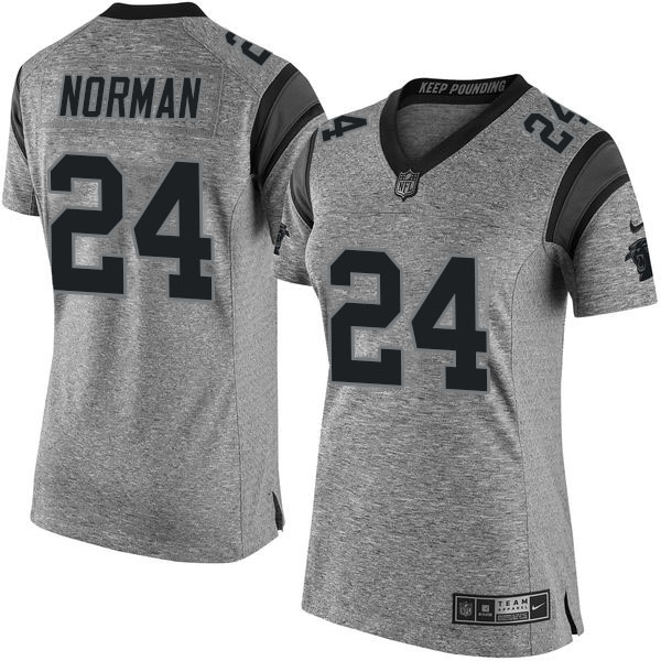 Women's Carolina Panthers #24 Josh Norman Gridiron Gray Limited Jersey