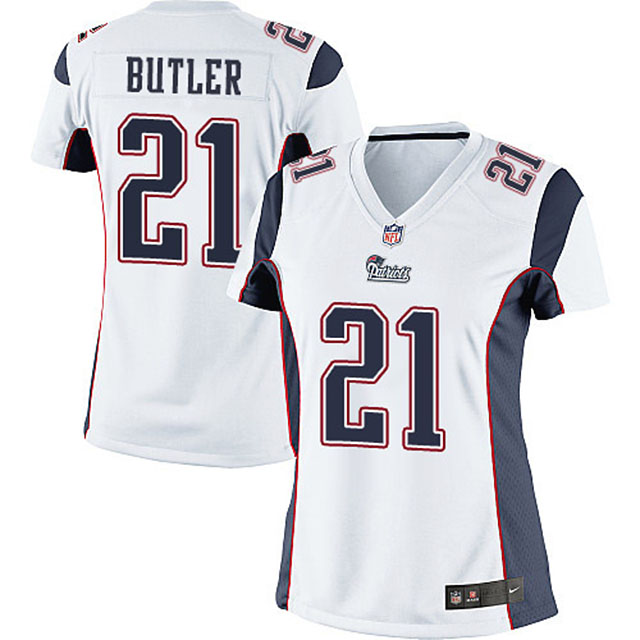 Women's New England Patriots #21 Malcolm Butler White Game Jersey