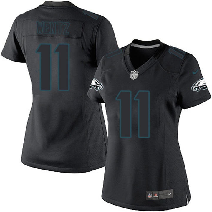 Womens Philadelphia Eagles #11 Carson Wentz Black Impact Limited Jersey