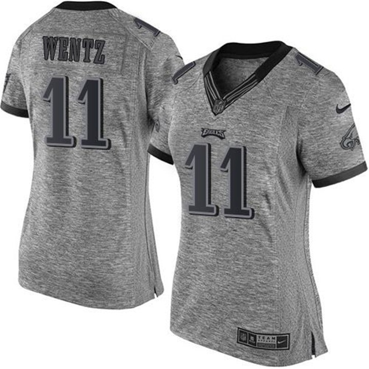 Womens Philadelphia Eagles #11 Carson Wentz Gray Gridiron Limited Jersey