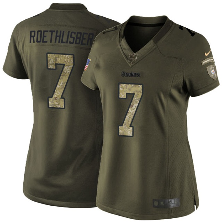 Womens Pittsburgh Steelers #7 Ben Roethlisberger Green Salute To Service Jersey