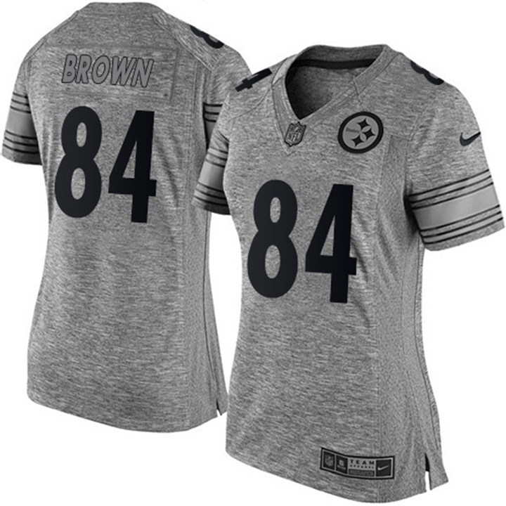 Women's Pittsburgh Steelers #84 Antonio Brown Gridiron Gray Limited Jersey