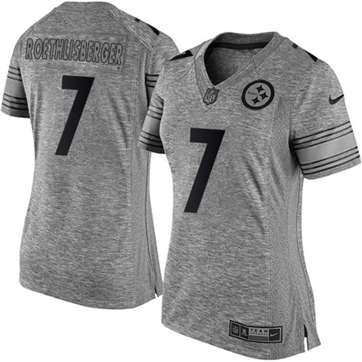 Women's Pittsburgh Steelers #7 Ben Roethlisberger Gridiron Gray Limited Jersey