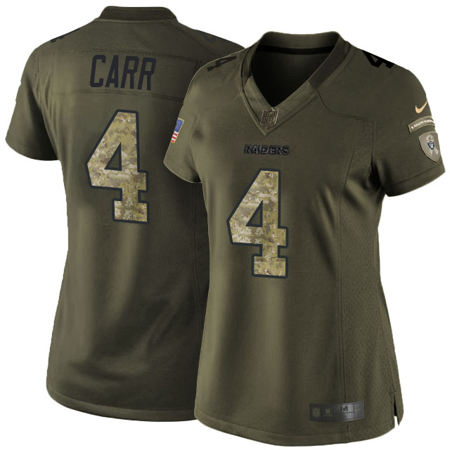 Women's Oakland Raiders #4 Derek Carr Green Camo Salute To Service Limited Jersey