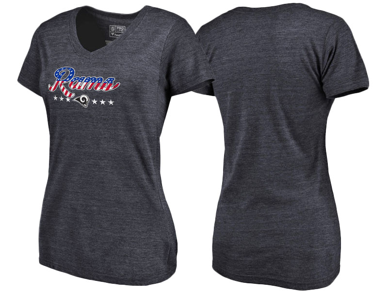 Los Angeles Rams Navy Spangled Script Tri-Blend T-Shirt