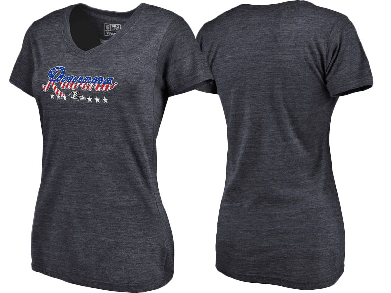 Baltimore Ravens Navy Spangled Script Tri-Blend T-Shirt