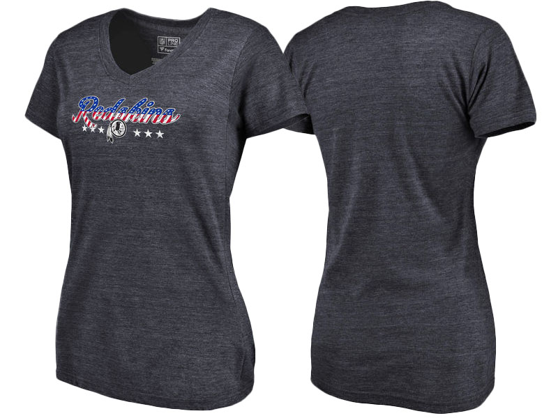 Washington Redskins Navy Spangled Script Tri-Blend T-Shirt