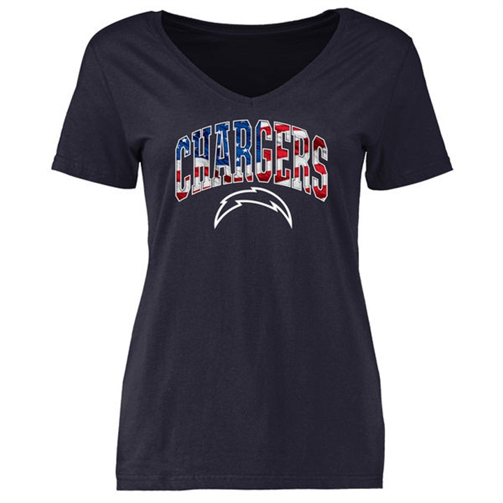 Womens San Diego Chargers Pro Line Navy Banner Wave T-shirt