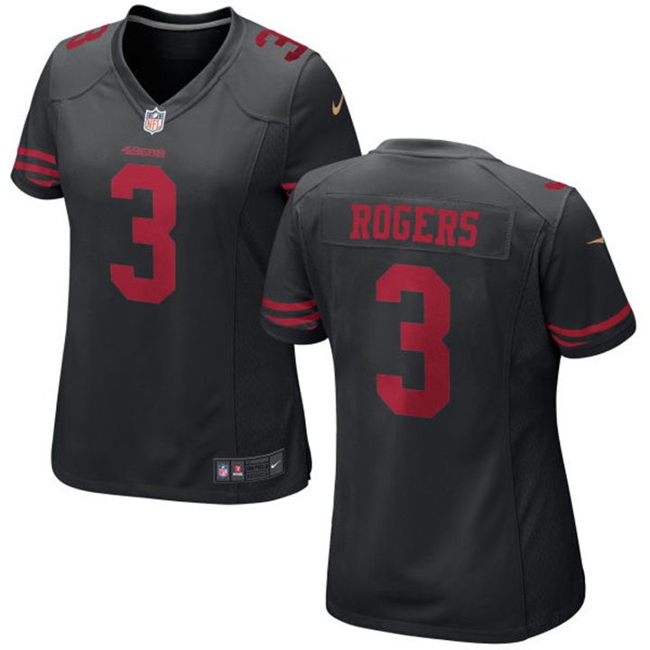 Womens San Francisco 49ers #3 Eric Rogers Black Game Jersey