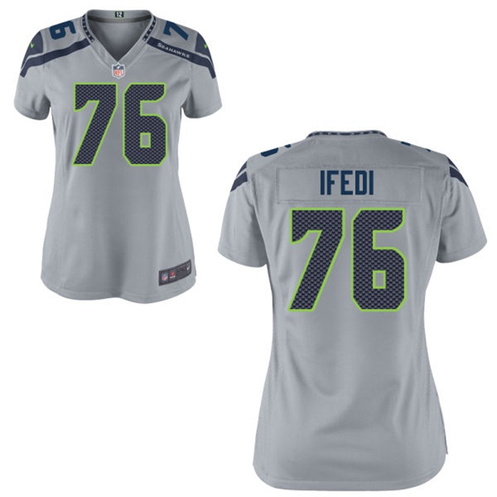 Womens Seattle Seahawks #76 Germain Ifedi Gray Game Jersey