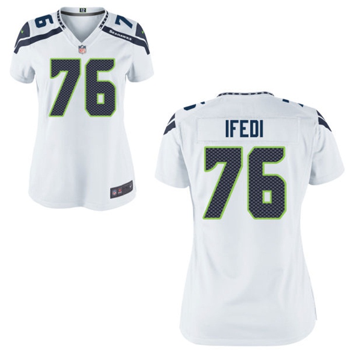 Womens Seattle Seahawks #76 Germain Ifedi White Game Jersey