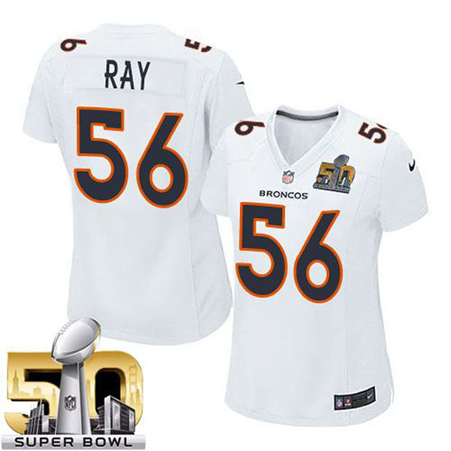 Women's Denver Broncos #56 Shane Ray White Super Bowl 50 Game Event Jersey