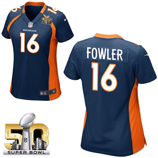 Women's 2016 Super Bowl 50 Denver Broncos #16 Bennie Fowler Navy Blue Game Jersey