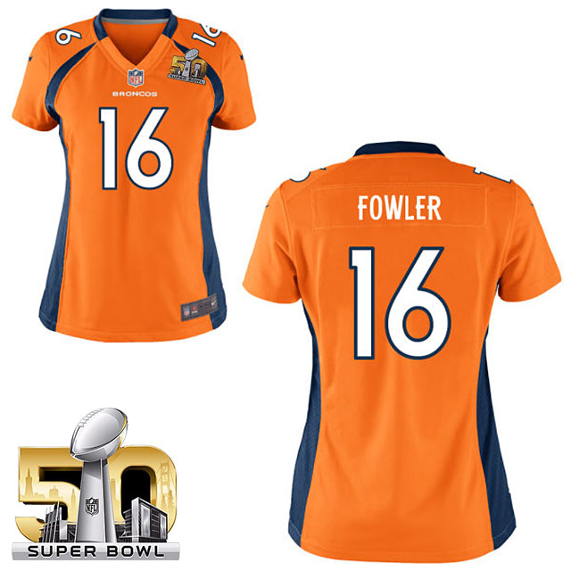 Women's 2016 Super Bowl 50 Denver Broncos #16 Bennie Fowler Orange Game Jersey