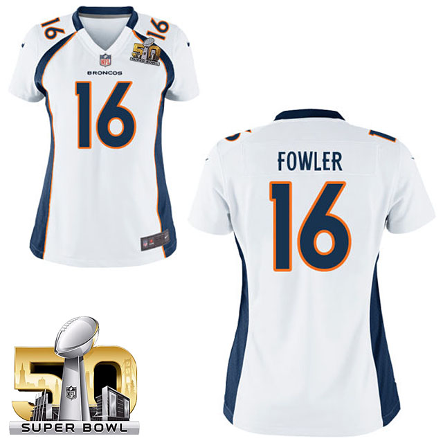 Women's 2016 Super Bowl 50 Denver Broncos #16 Bennie Fowler White Game Jersey