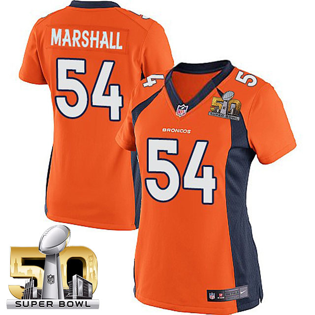 Women's 2016 Super Bowl 50 Denver Broncos #54 Brandon Marshall Orange Game Jersey