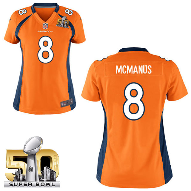 Women's 2016 Super Bowl 50 Denver Broncos #8 Brandon McManus Orange Game Jersey