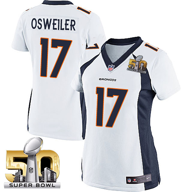 Women's 2016 Super Bowl 50 Denver Broncos #17 Brock Osweiler White Game Jersey