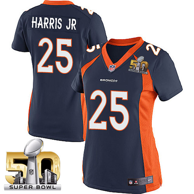 Women's 2016 Super Bowl 50 Denver Broncos #25 Chris Harris Navy Blue Game Jersey