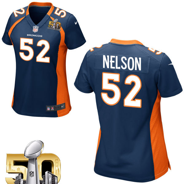 Women's 2016 Super Bowl 50 Denver Broncos #52 Corey Nelson Navy Blue Game Jersey