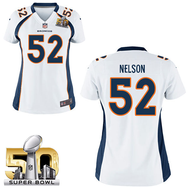 Women's 2016 Super Bowl 50 Denver Broncos #52 Corey Nelson White Game Jersey